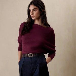 Banana Republic Colleta Off-Shoulder Deep Burgundy Sweater XL